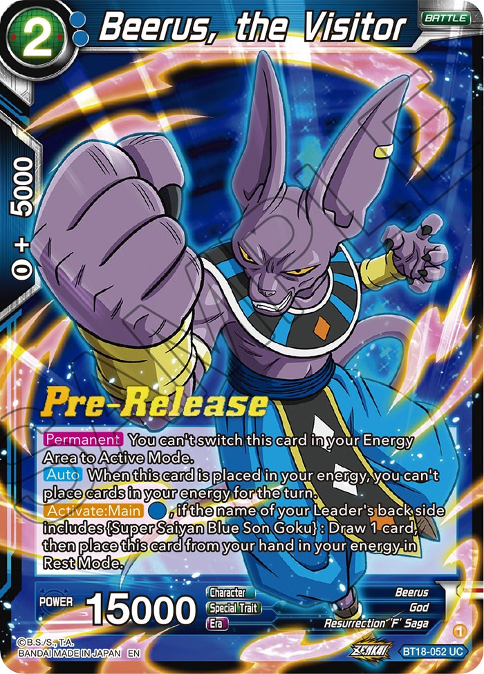 Beerus, the Visitor (BT18-052) [Dawn of the Z-Legends Prerelease Promos] | Odin's Place