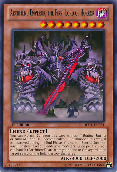Archfiend Emperor, the First Lord of Horror [JOTL-EN031] Rare | Odin's Place