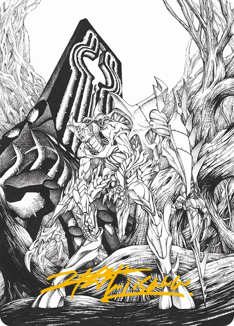 Lukka, Bound to Ruin Art Card (Gold-Stamped Signature) [Phyrexia: All Will Be One Art Series] | Odin's Place