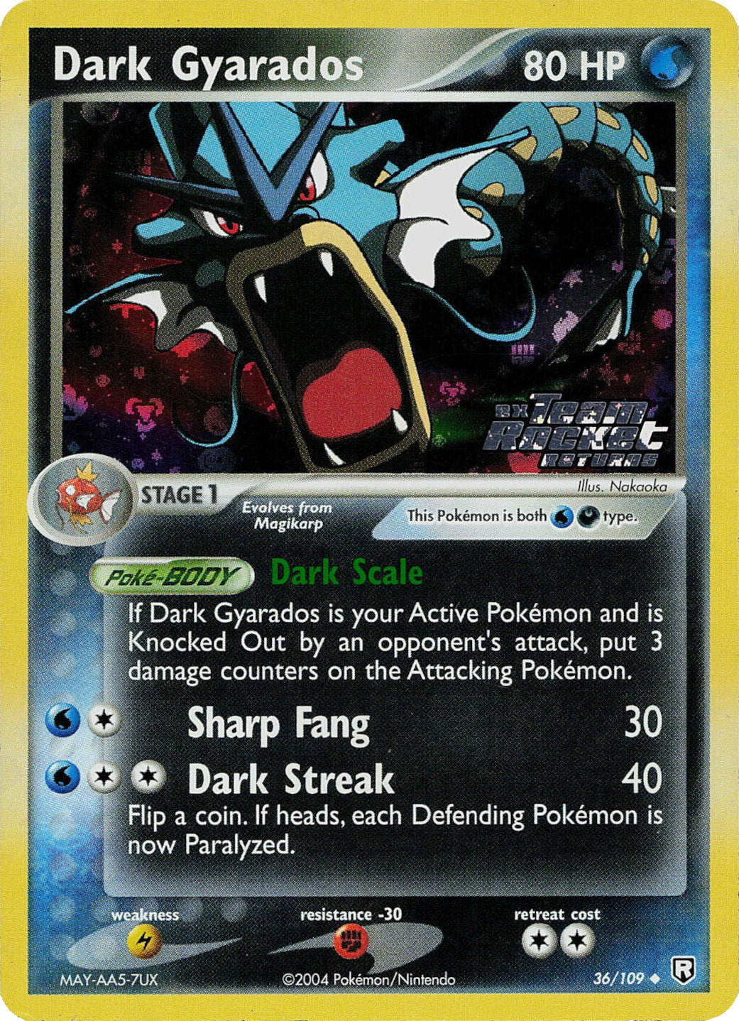 Dark Gyarados (36/109) (Stamped) [EX: Team Rocket Returns] | Odin's Place