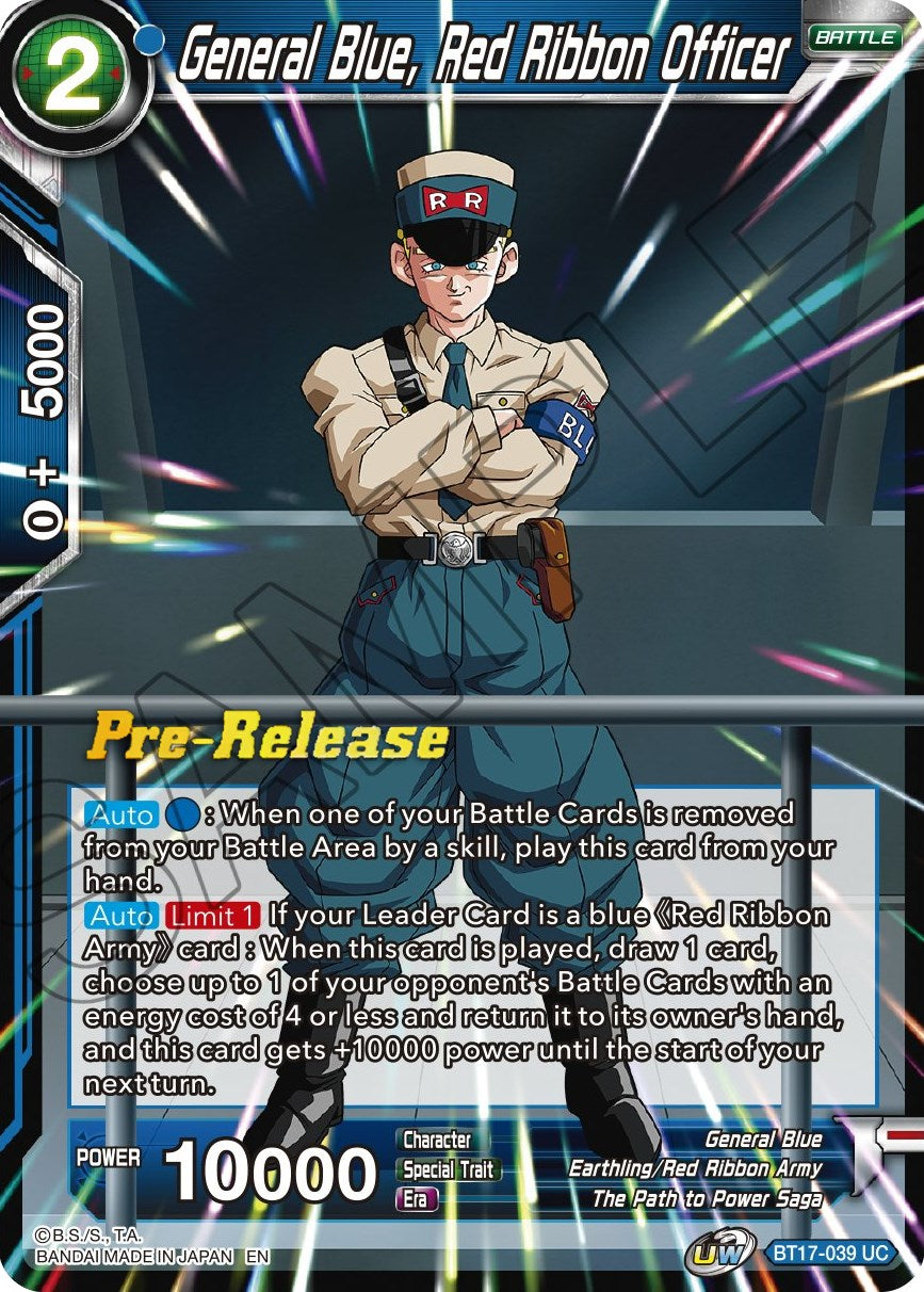 General Blue, Red Ribbon Officer (BT17-039) [Ultimate Squad Prerelease Promos] | Odin's Place