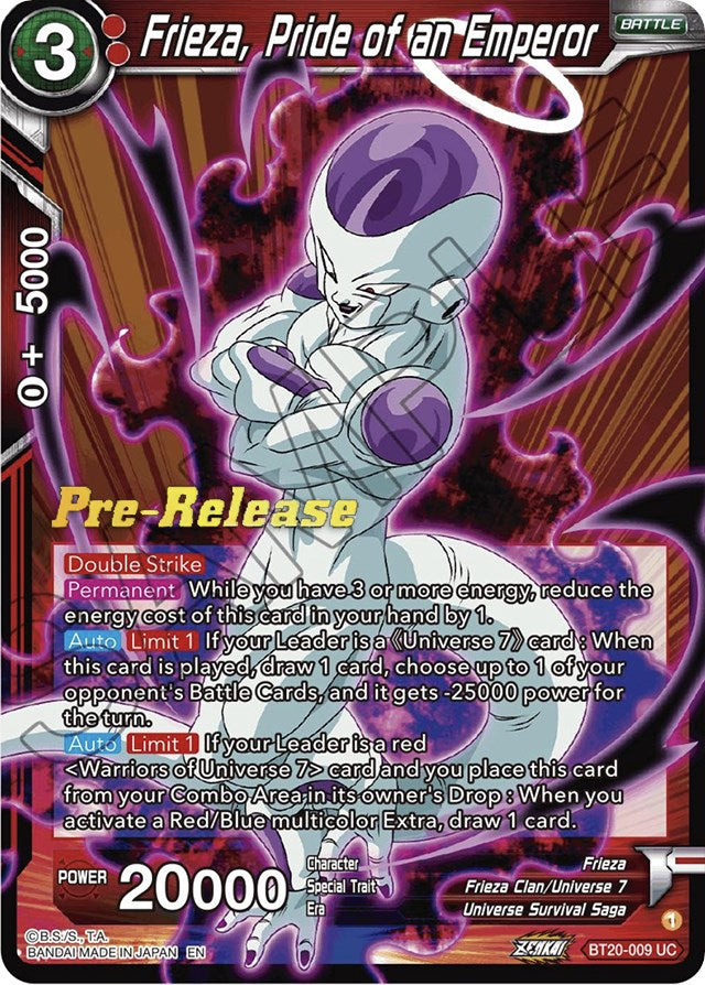 Frieza, Pride of an Emperor (BT20-009) [Power Absorbed Prerelease Promos] | Odin's Place