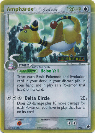 Ampharos (1/101) (Delta Species) (Stamped) [EX: Dragon Frontiers] | Odin's Place