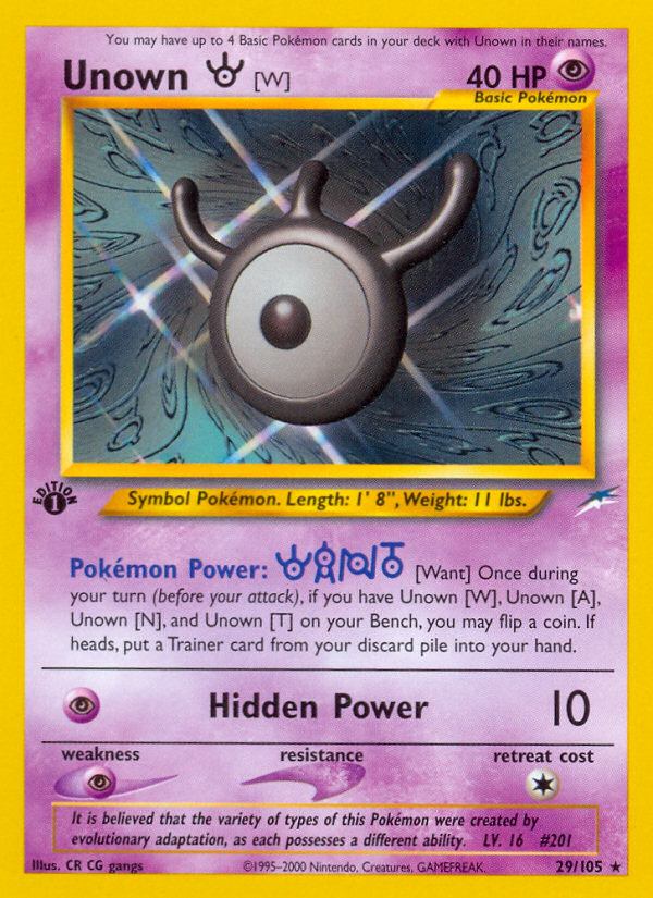 Unown [W] (29/105) [Neo Destiny 1st Edition] | Odin's Place