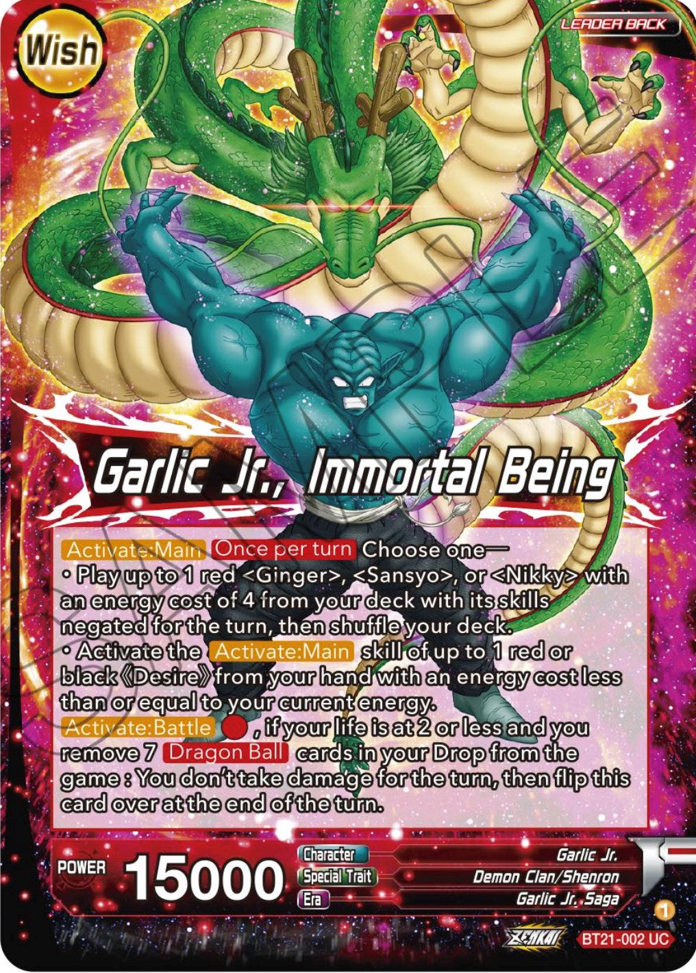 Garlic Jr. // Garlic Jr., Immortal Being (BT21-002) [Wild Resurgence] | Odin's Place