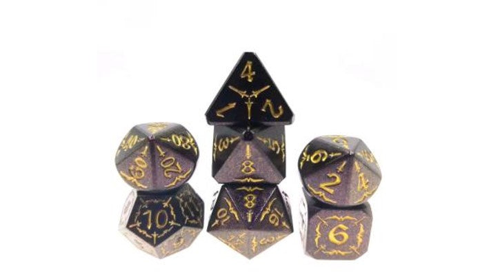 Game Habit Pee Bee Jay Metal Poly 7 Dice Set | Odin's Place