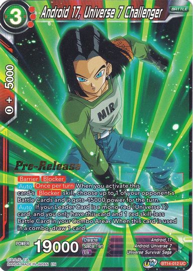 Android 17, Universe 7 Challenger (BT14-012) [Cross Spirits Prerelease Promos] | Odin's Place