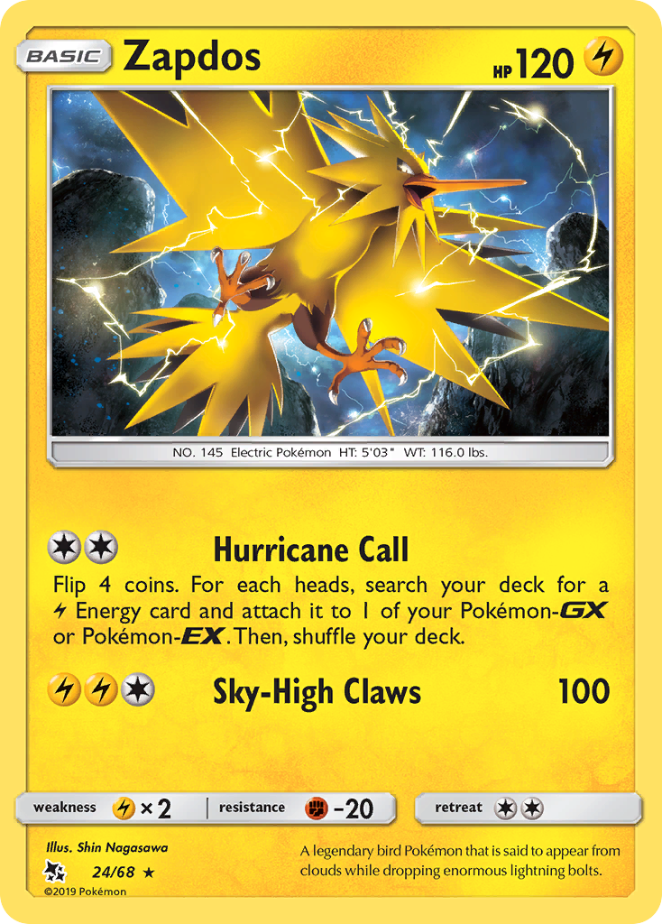 Zapdos (24/68) [Sun & Moon: Hidden Fates] | Odin's Place