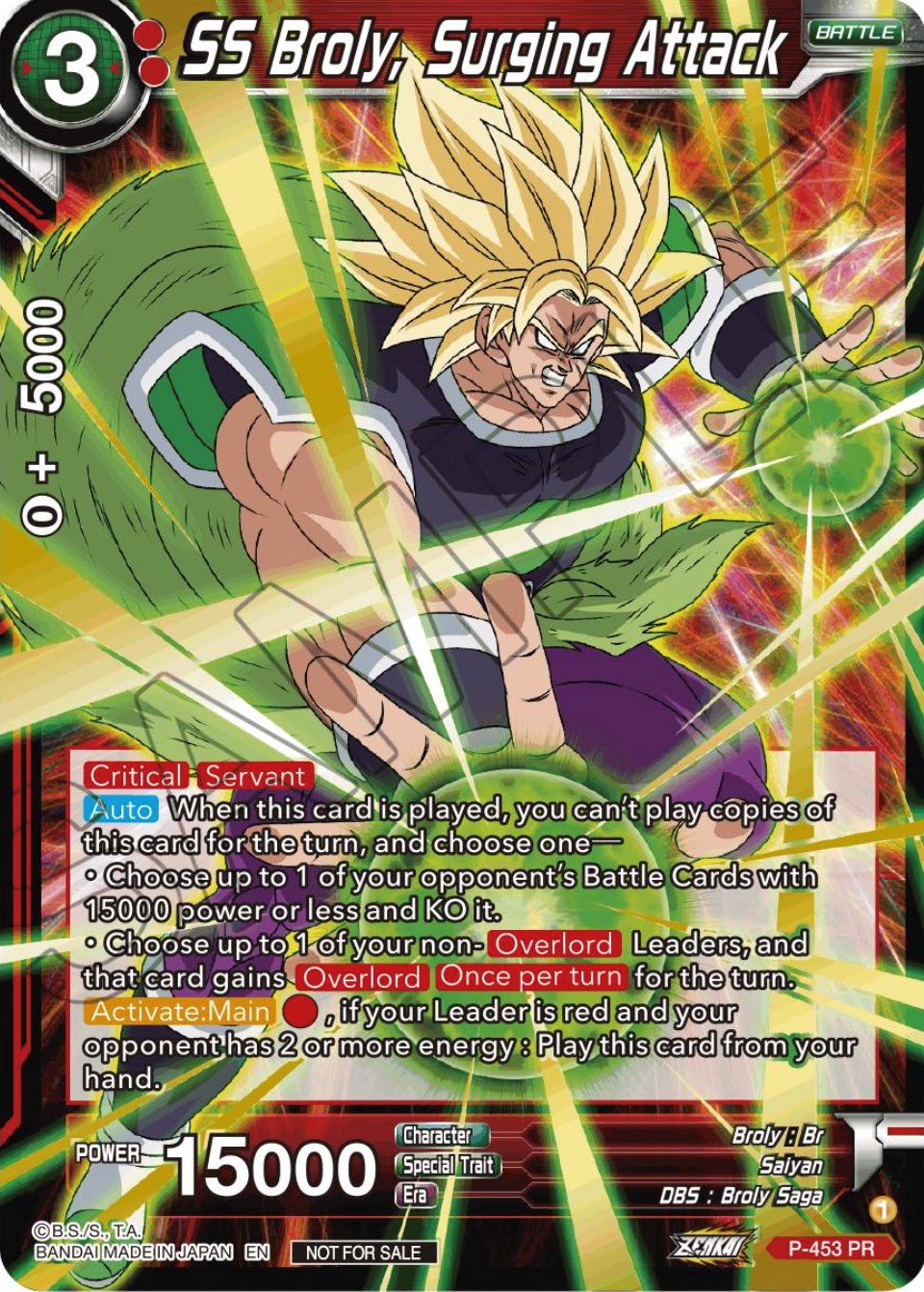 SS Broly, Surging Attack (Championship Selection Pack 2023 Vol.1) (Holo) (P-453) [Tournament Promotion Cards] | Odin's Place