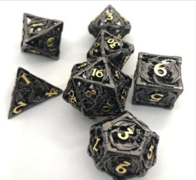 Game Habit Vorpal Cut Hollow Dragon Metal Poly 7 Dice Set | Odin's Place