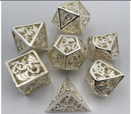 Game Habit Mithril Script Hollow Dragon Metal Poly 7 Dice Set | Odin's Place