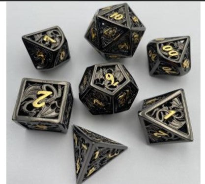 Game Habit Brach Roof Hollow Dragon Metal Poly 7 Dice Set | Odin's Place