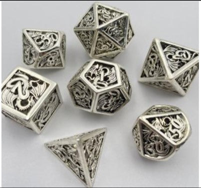 Game Habit Vampire's Indigestion Hollow Dragon Metal Poly 7 Dice Set | Odin's Place