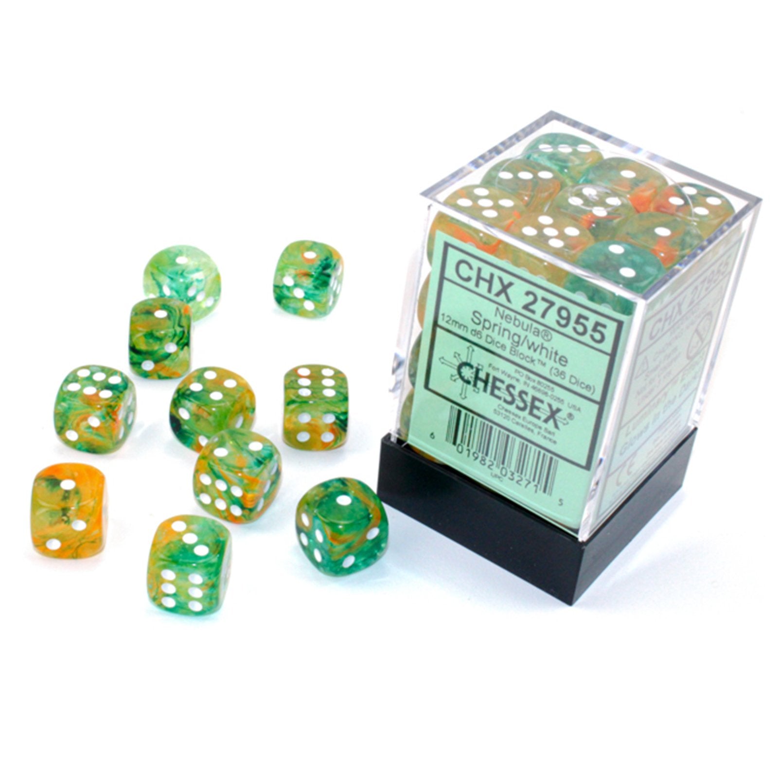 Chessex Nebula 12mm D6 Set: Spring With White Luminary | Odin's Place
