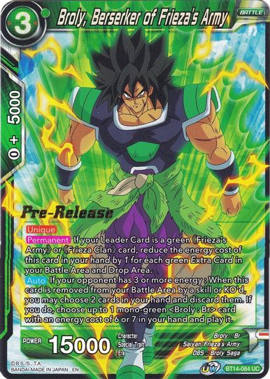 Broly, Berserker of Frieza's Army (BT14-084) [Cross Spirits Prerelease Promos] | Odin's Place