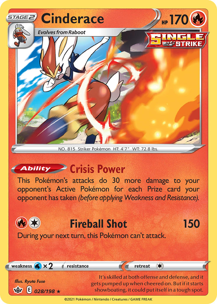 Cinderace (028/198) (Theme Deck Exclusive) [Sword & Shield: Chilling Reign] | Odin's Place