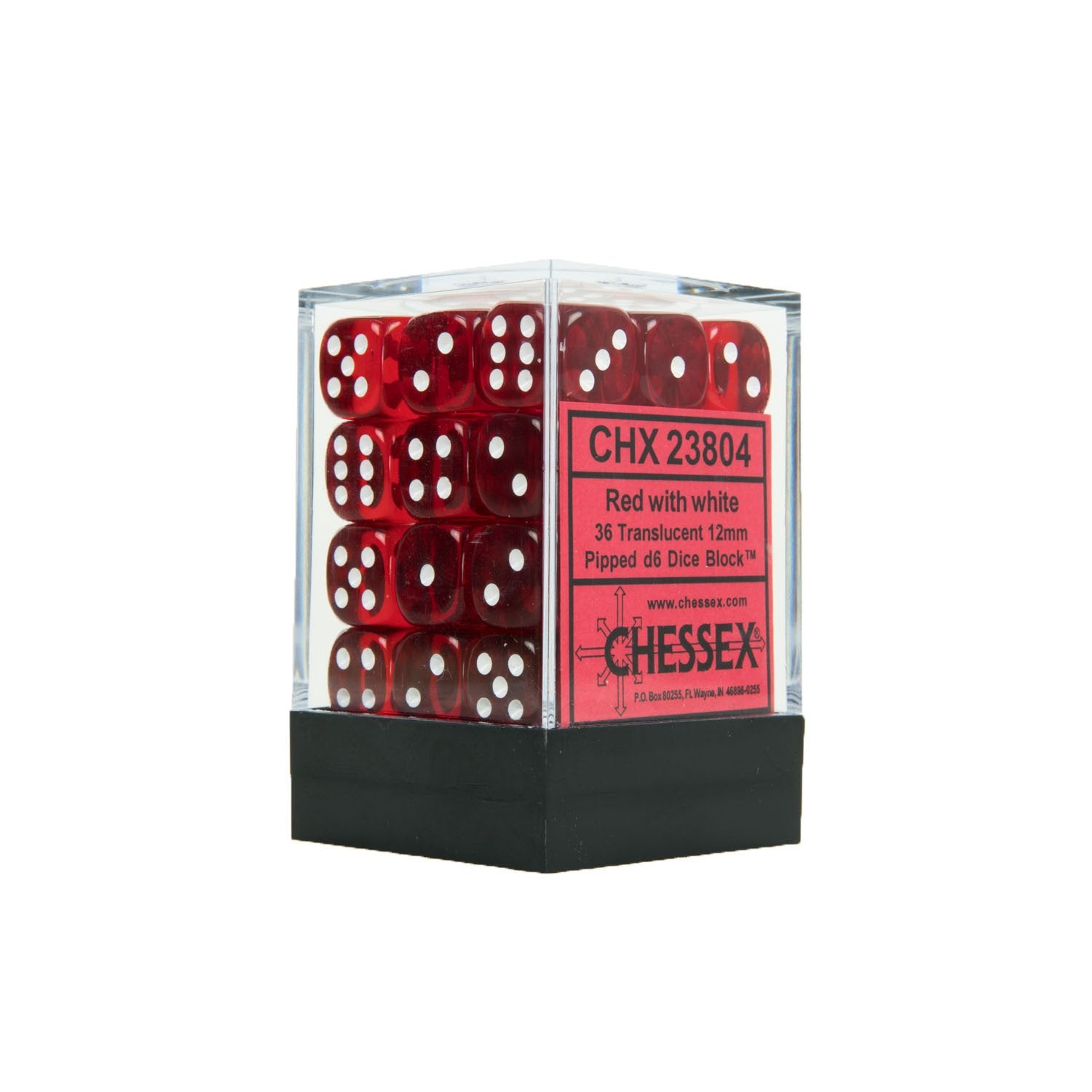Chessex Translucent 12mm D6 Red/White 36 ct | Odin's Place