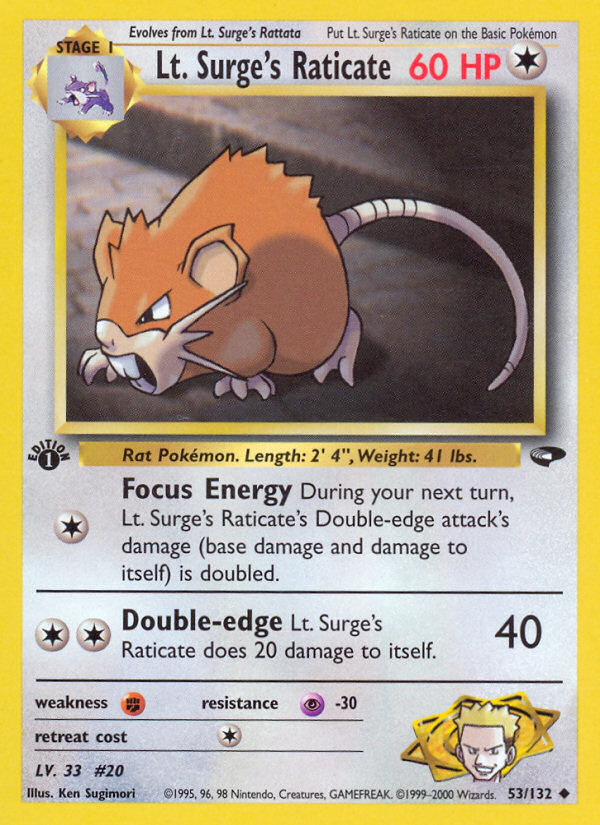 Lt. Surge's Raticate (53/132) [Gym Challenge 1st Edition] | Odin's Place