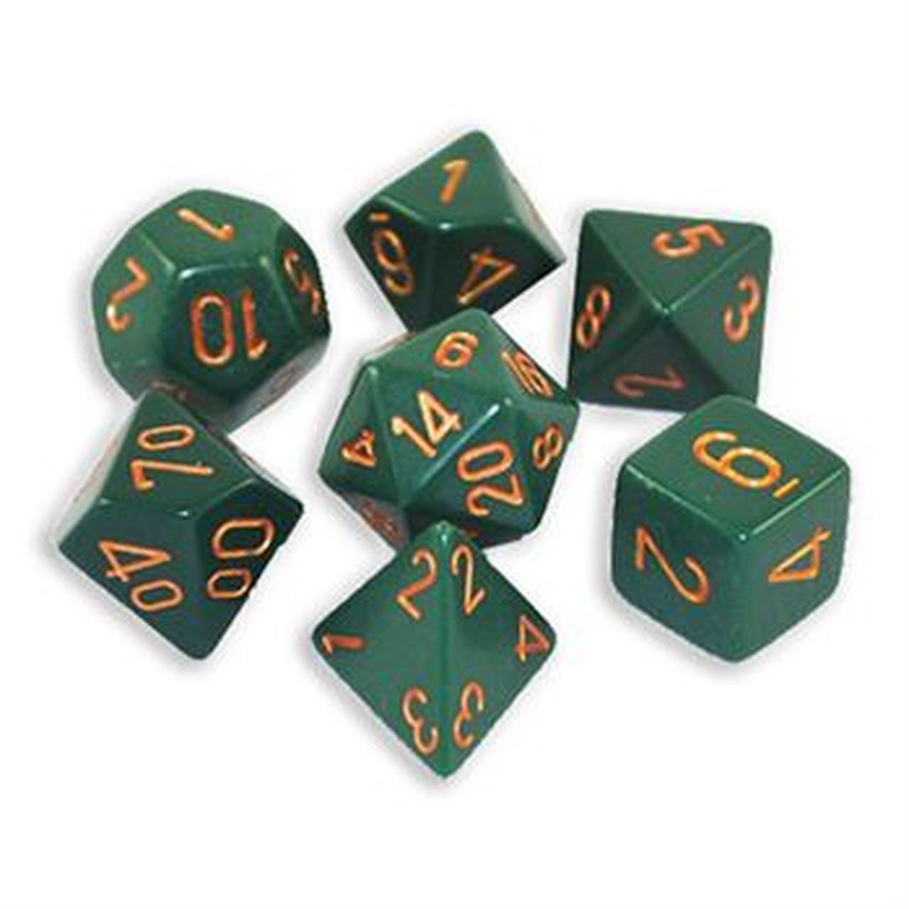Chessex Opaque Poly Dusty Green/Copper Poly 7 Set | Odin's Place