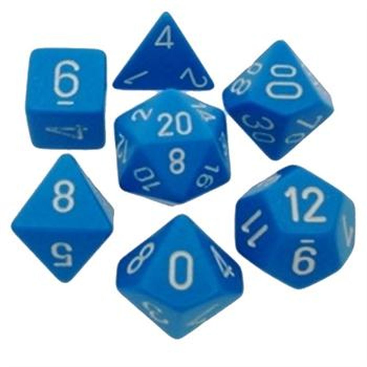 Chessex Opaque Poly Set Light Blue/White Poly 7 Set | Odin's Place
