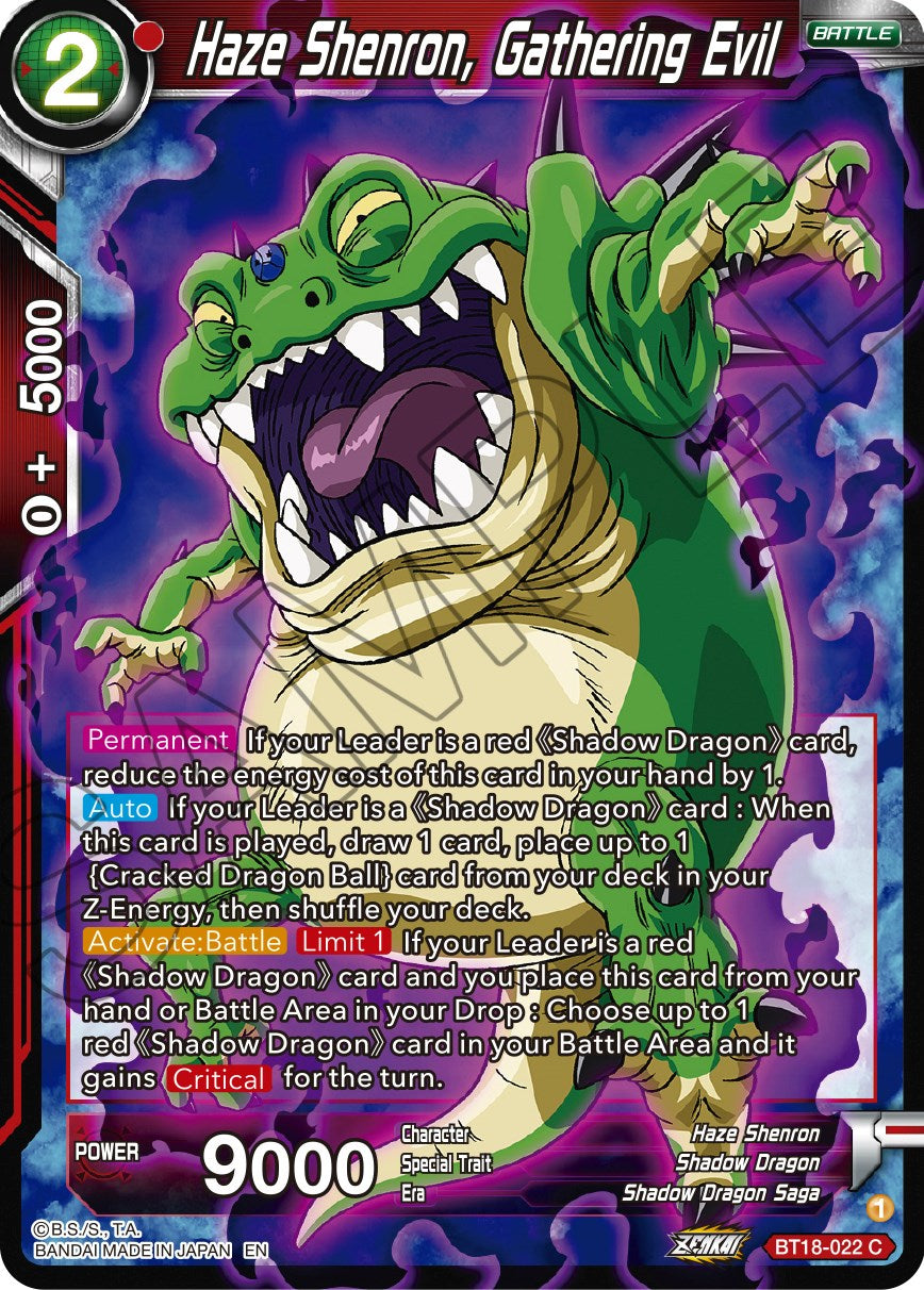 Haze Shenron, Gathering Evil (BT18-022) [Dawn of the Z-Legends] | Odin's Place