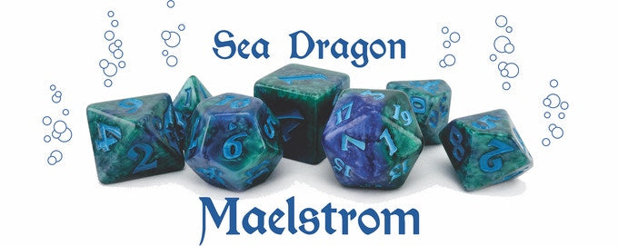 Black Oak Workshop Glitterwing Sea Dragon Poly 7 Dice Set | Odin's Place