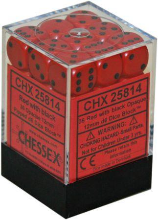Chessex Opaque 12mm D6 Red/Black 36 ct | Odin's Place