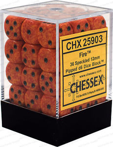 Chessex Fire Elemental 12mm D6 Dice Block 36 ct | Odin's Place