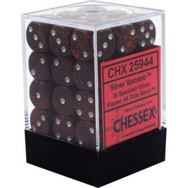 Chessex Dice Menagerie 3 Speckled 12mm D6 Silver Volcano 36 ct | Odin's Place