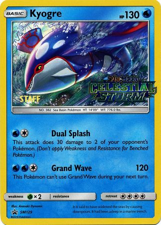 Kyogre (SM129) (Staff Prerelease Promo) [Sun & Moon: Black Star Promos] | Odin's Place
