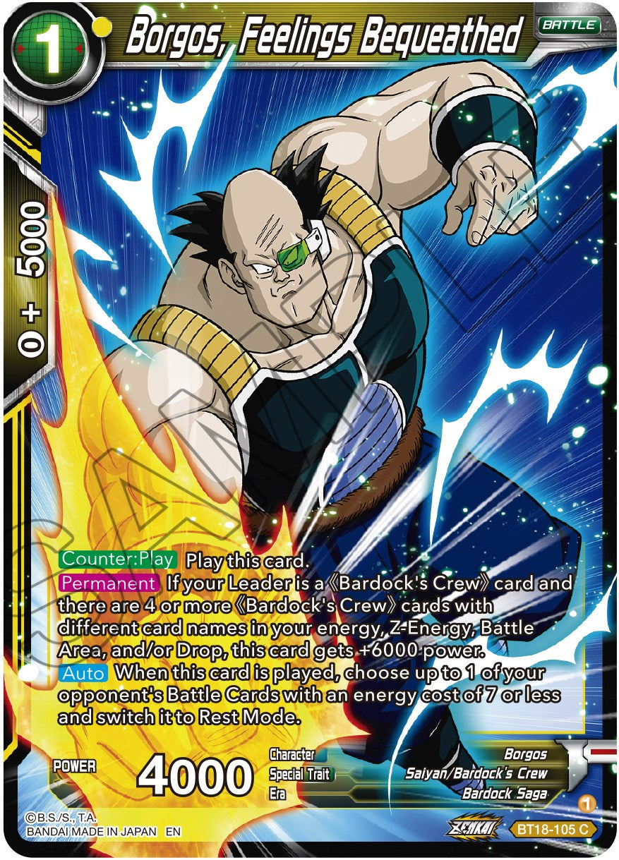 Borgos, Feelings Bequeathed (BT18-105) [Dawn of the Z-Legends] | Odin's Place