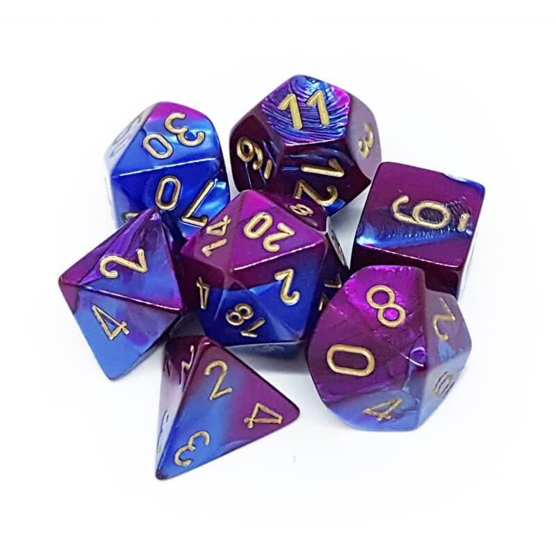 Chessex Gemini 2 Poly Blue Purple/Gold Poly 7 Set | Odin's Place