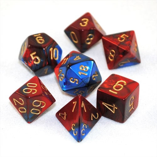 Chessex Gemini 2 Poly Blue Red/Gold Poly 7 Set | Odin's Place
