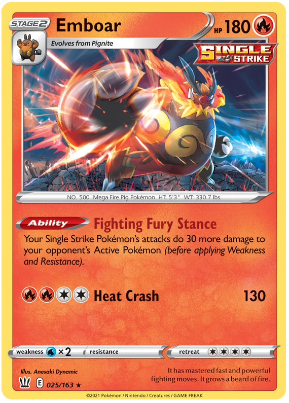 Emboar (025/163) [Sword & Shield: Battle Styles] | Odin's Place