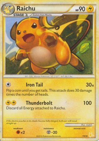 Raichu (19/30) [HeartGold & SoulSilver: Trainer Kit - Raichu] | Odin's Place