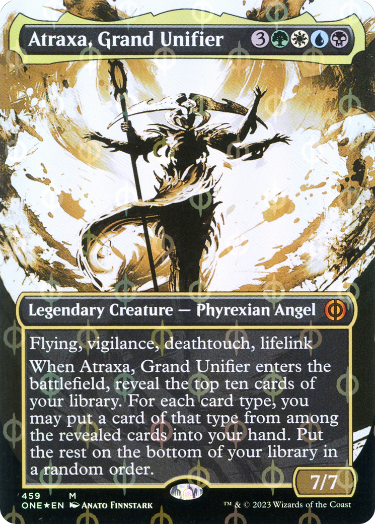 Atraxa, Grand Unifier (Borderless Ichor Step-and-Compleat Foil) [Phyrexia: All Will Be One] | Odin's Place
