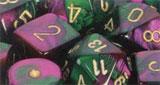 Chessex Gemini 3 12mm D6 Green Purple Gold/Black 36 ct | Odin's Place