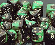 Chessex Gemini 4 12mm D6 Black Green/Gold 36 ct | Odin's Place