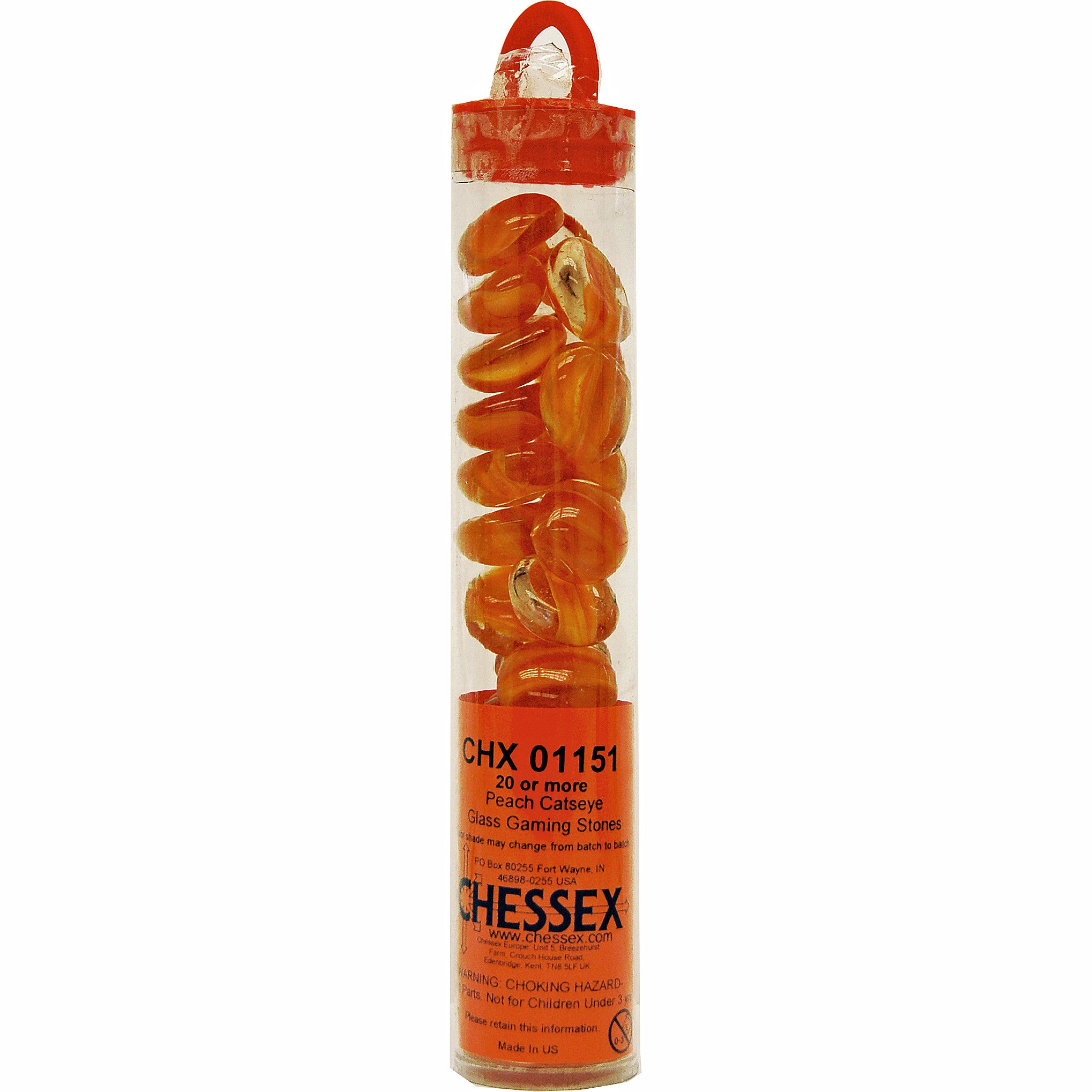 Chessex Crystal Orange Catseye Glass Stones in Tube (40) | Odin's Place