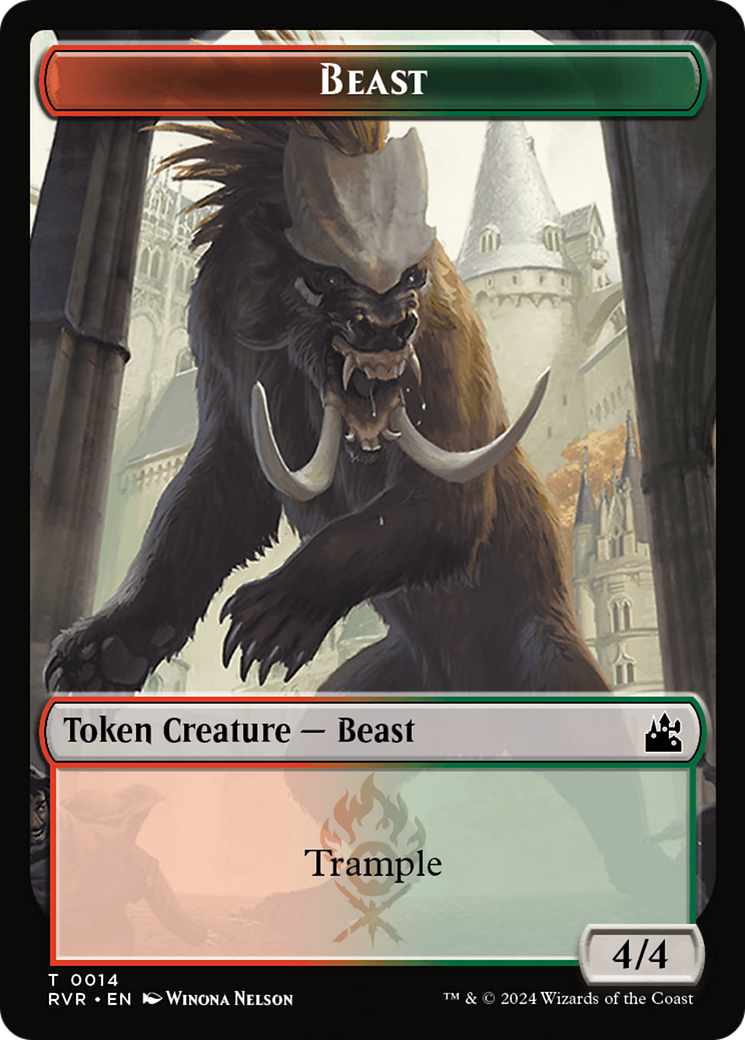 Goblin (0008) // Beast Double-Sided Token [Ravnica Remastered Tokens] | Odin's Place