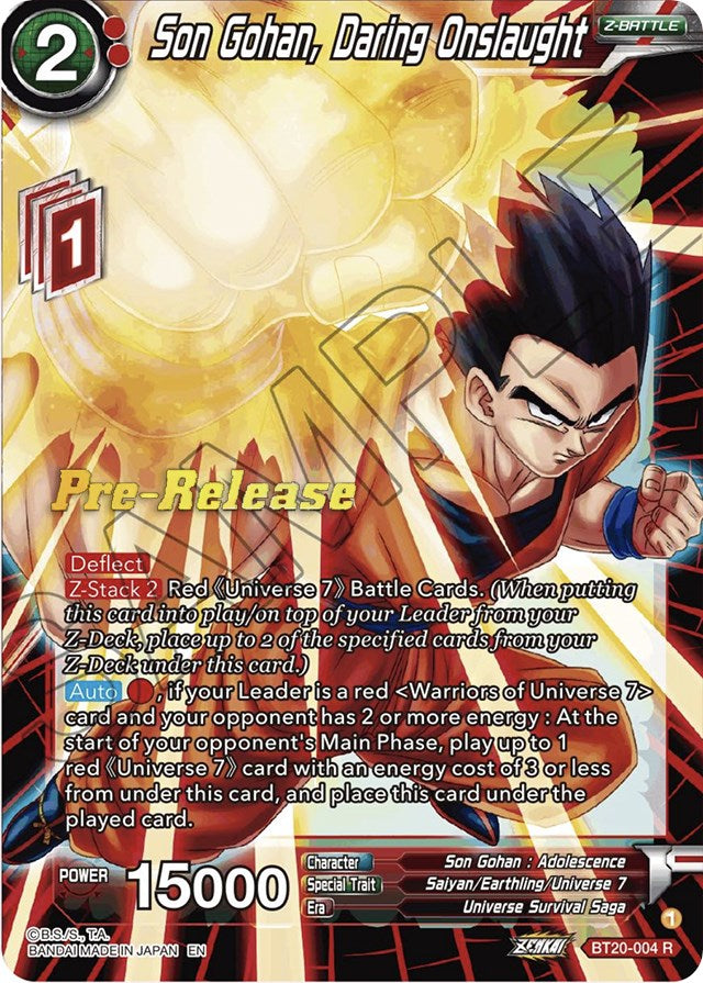 Son Gohan, Daring Onslaught (BT20-004) [Power Absorbed Prerelease Promos] | Odin's Place