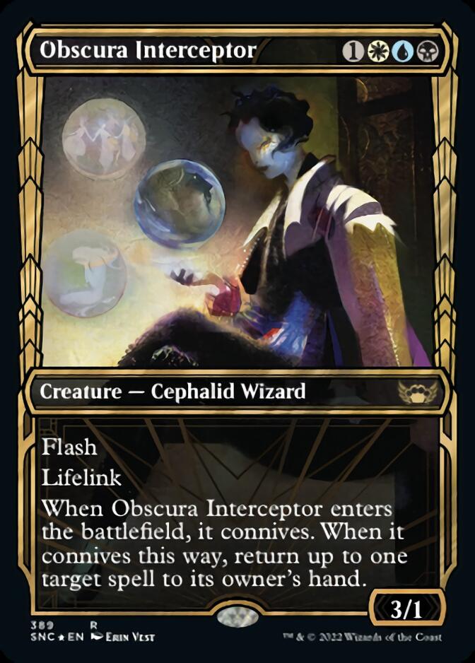 Obscura Interceptor (Showcase Golden Age Gilded Foil) [Streets of New Capenna] | Odin's Place