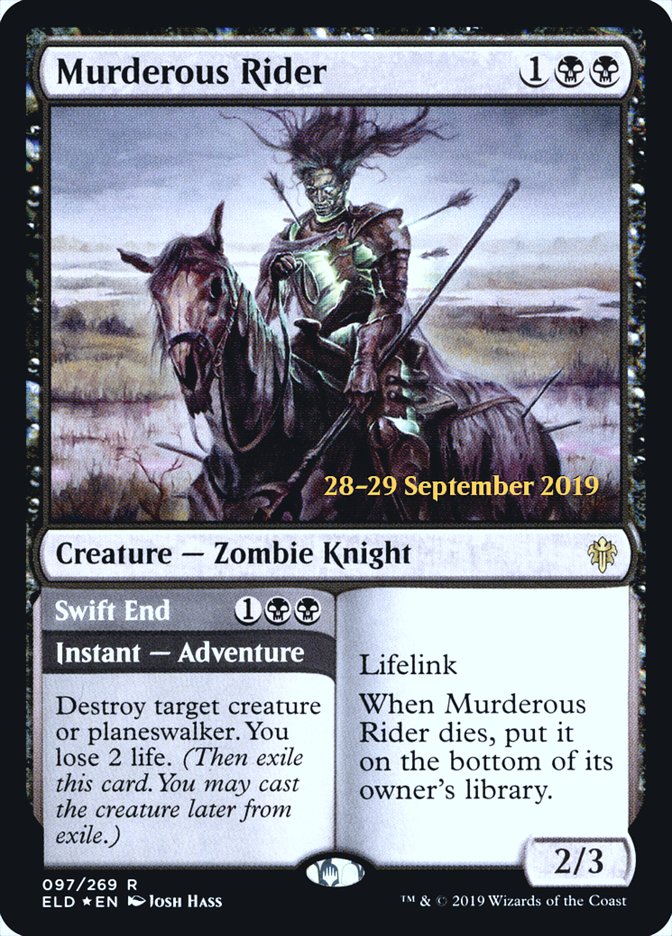 Murderous Rider // Swift End [Throne of Eldraine Prerelease Promos] | Odin's Place
