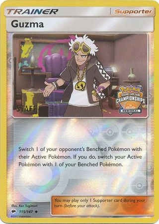 Guzma (115/147) (League Promo) (Staff) [Sun & Moon: Burning Shadows] | Odin's Place