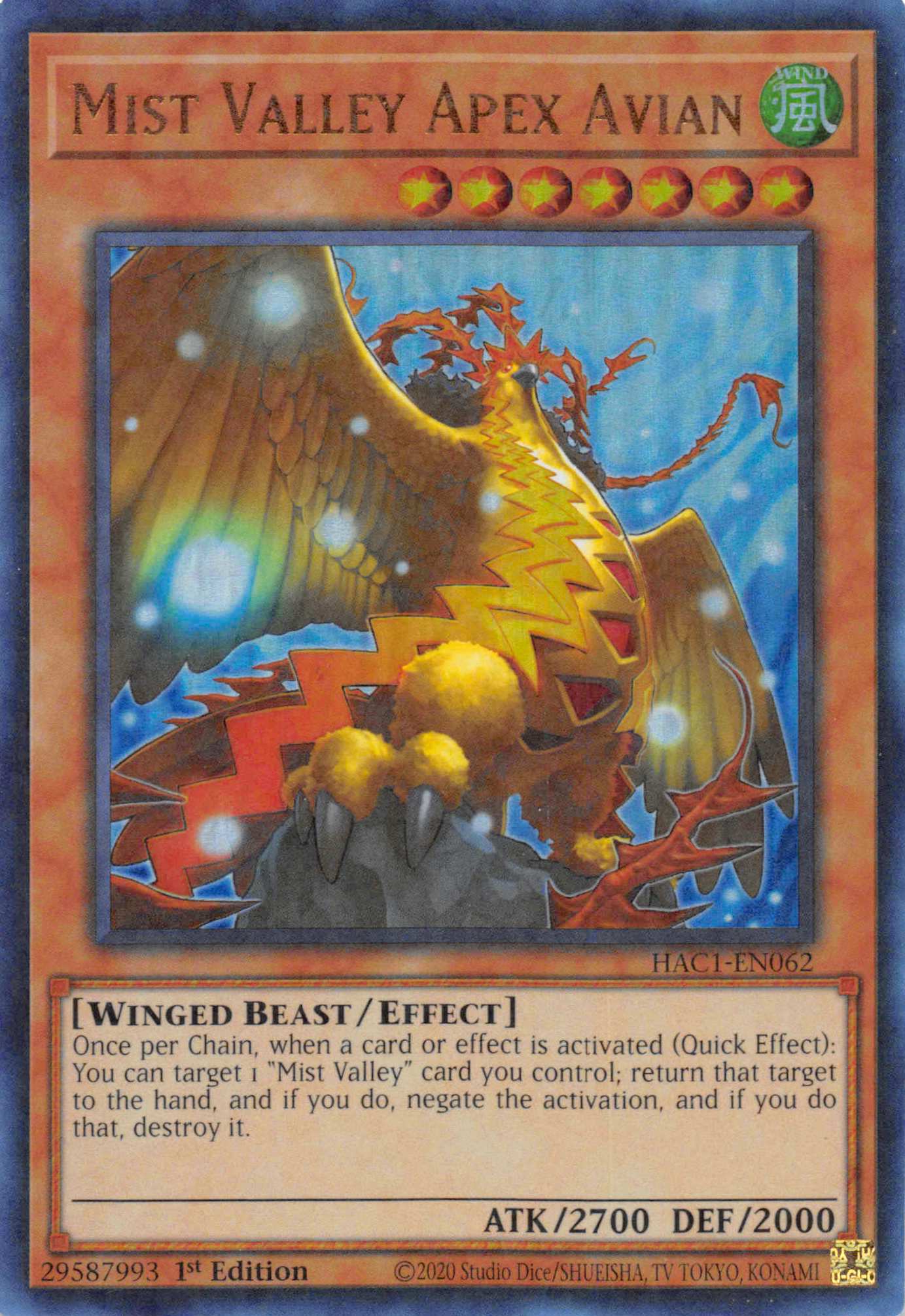 Mist Valley Apex Avian (Duel Terminal) [HAC1-EN062] Parallel Rare | Odin's Place