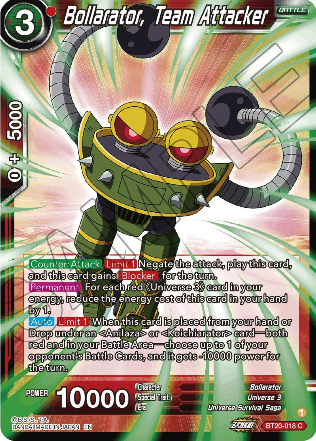 Bollarator, Team Attacker (BT20-018) [Power Absorbed] | Odin's Place