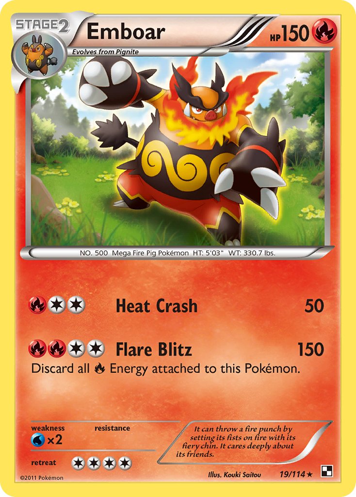 Emboar (19/114) (Cracked Ice Holo) (Theme Deck Exclusive) [Black & White: Base Set] | Odin's Place