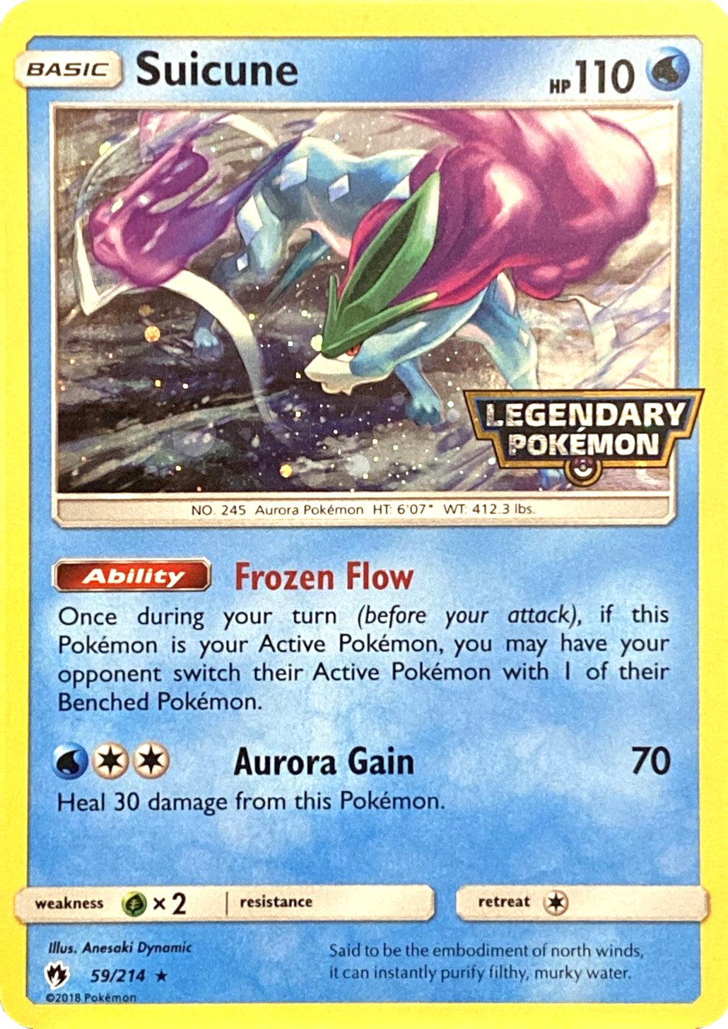 Suicune (59/214) (Legendary Pokemon Stamped) [Sun & Moon: Lost Thunder] | Odin's Place