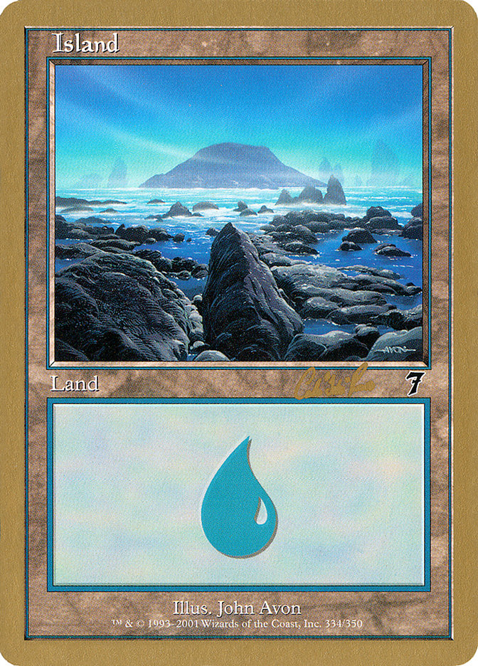 Island (cr334) (Carlos Romao) [World Championship Decks 2002] | Odin's Place