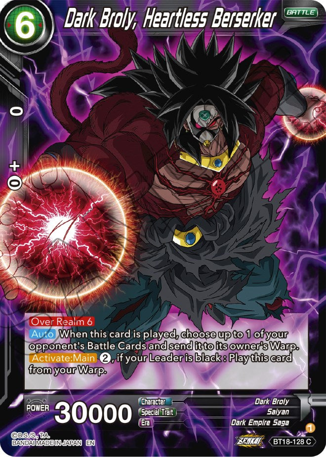 Dark Broly, Heartless Berserker (BT18-128) [Dawn of the Z-Legends] | Odin's Place